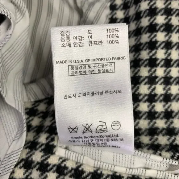 BLACK FLEECE Size 38 Black White Checkered Wool Notch Lapel Suit